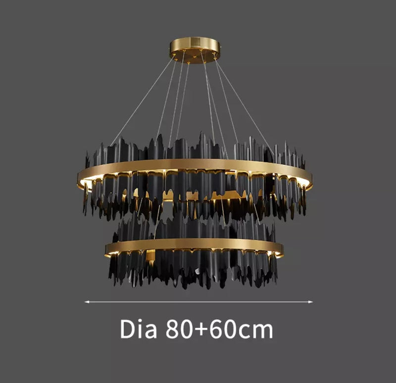 Lustra rotunda cu doua cercuri designer negru/auriu extravaganta Ice M LED