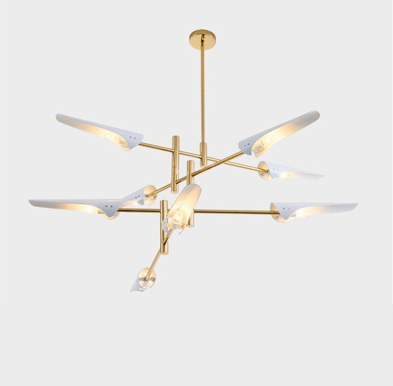 Lustra alba de design cu 8 becuri ASLO White